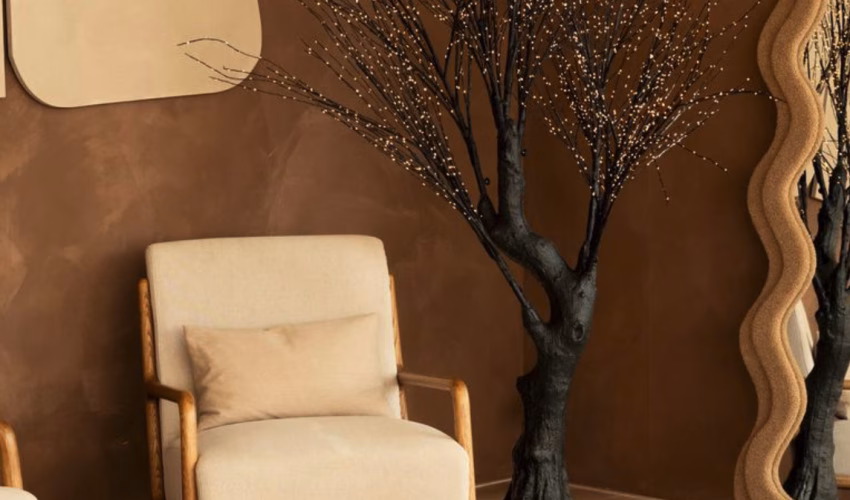 Lichtboom met goudkleurige ledlampjes