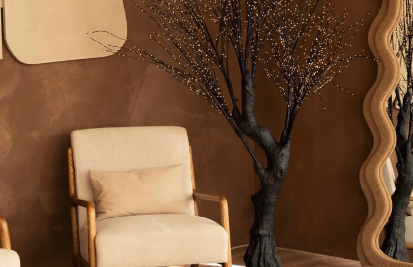 Lichtboom met goudkleurige ledlampjes