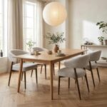 Japandi eetkamerstoelen met bouclélook beige Action Review De Beste Kopen
