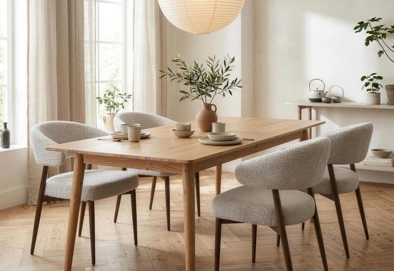 Japandi eetkamerstoelen met bouclélook beige Action Review De Beste Kopen