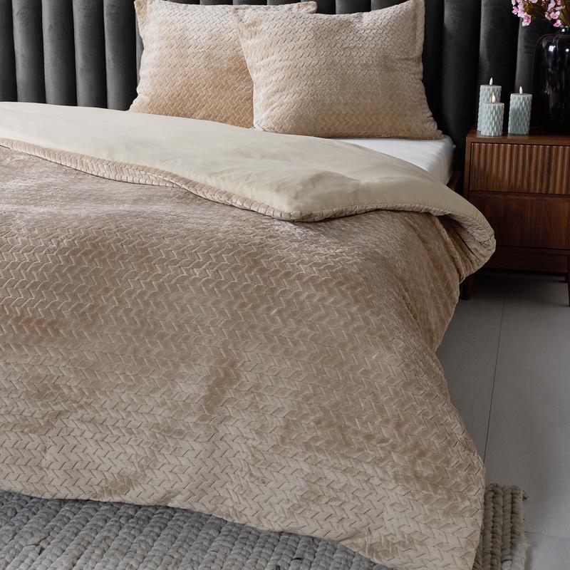 Teddy Hongaarse punt dekbedovertrek taupe 240 x 200 cm Action review De Beste Kopen