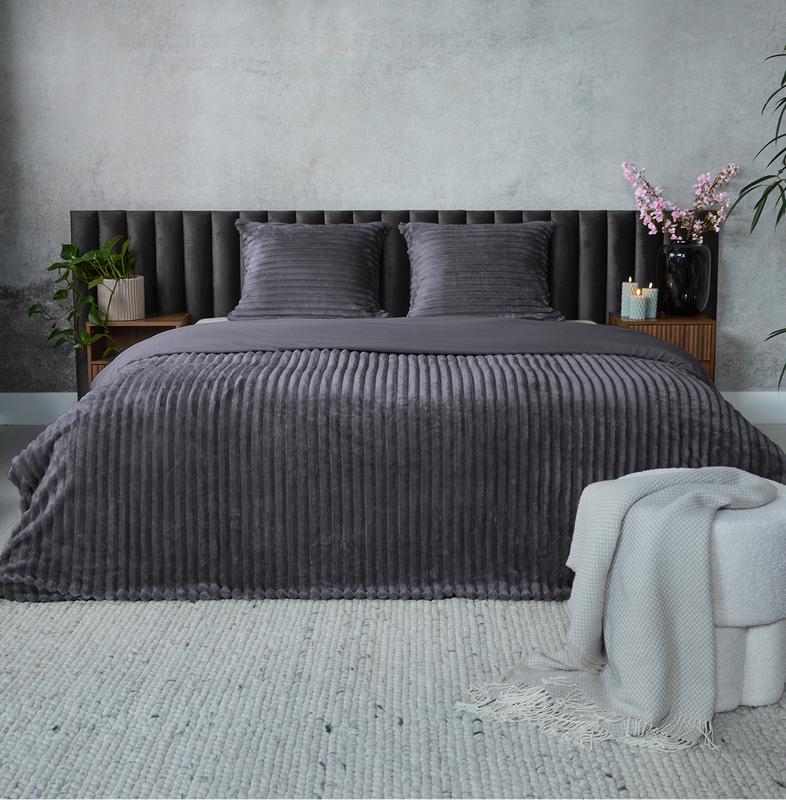 Teddy ribbed dekbedovertrek antraciet 200 x 200 cm Action review De Beste Kopen