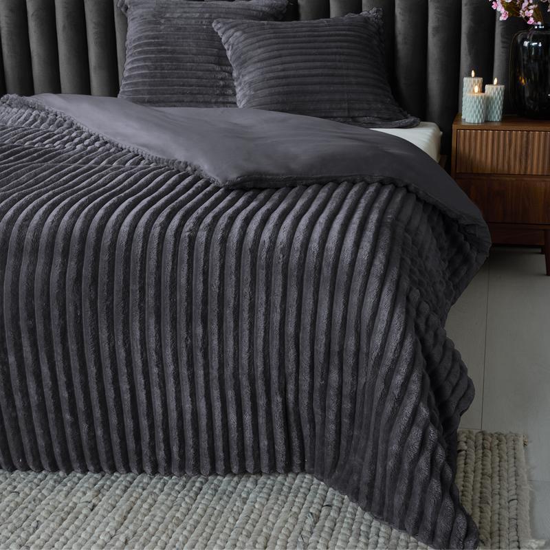 Teddy ribbed dekbedovertrek antraciet 240 x 200 cm Action review De Beste Kopen