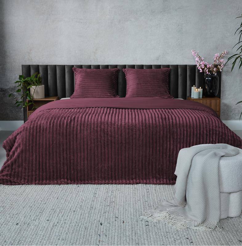 Teddy ribbed dekbedovertrek bordeauxrood 200 x 200 cm Action review De Beste Kopen