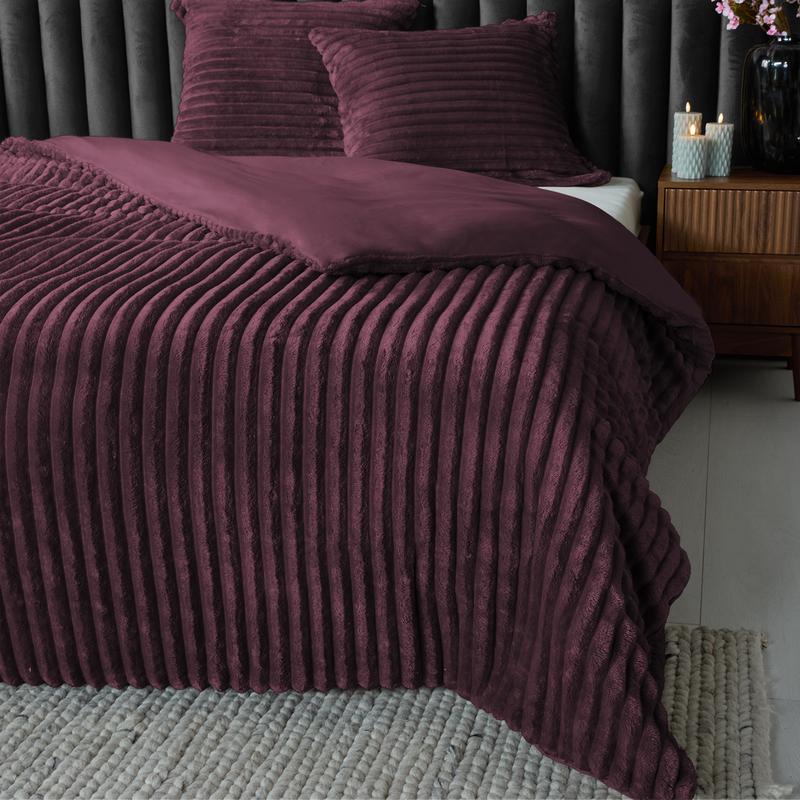 Teddy ribbed dekbedovertrek bordeauxrood 240 x 200 cm Action review De Beste Kopen
