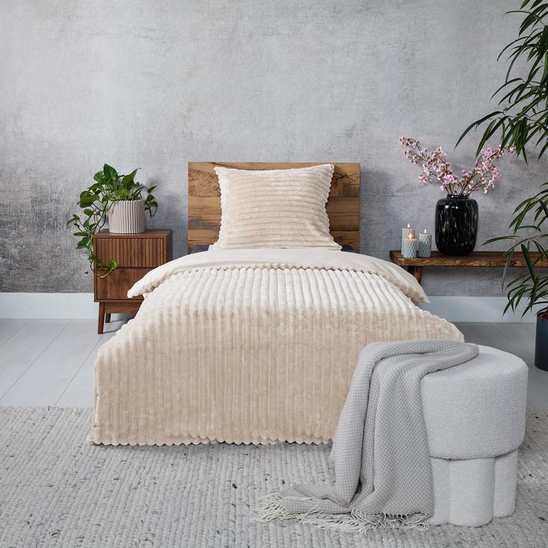 Teddy ribbed dekbedovertrek crème-wit 140 x 200 cm Action review De Beste Kopen