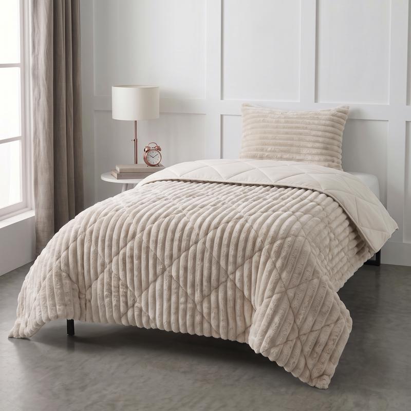 Lazy all-in-one dekbed ribstof - off white Action review De Beste Kopen