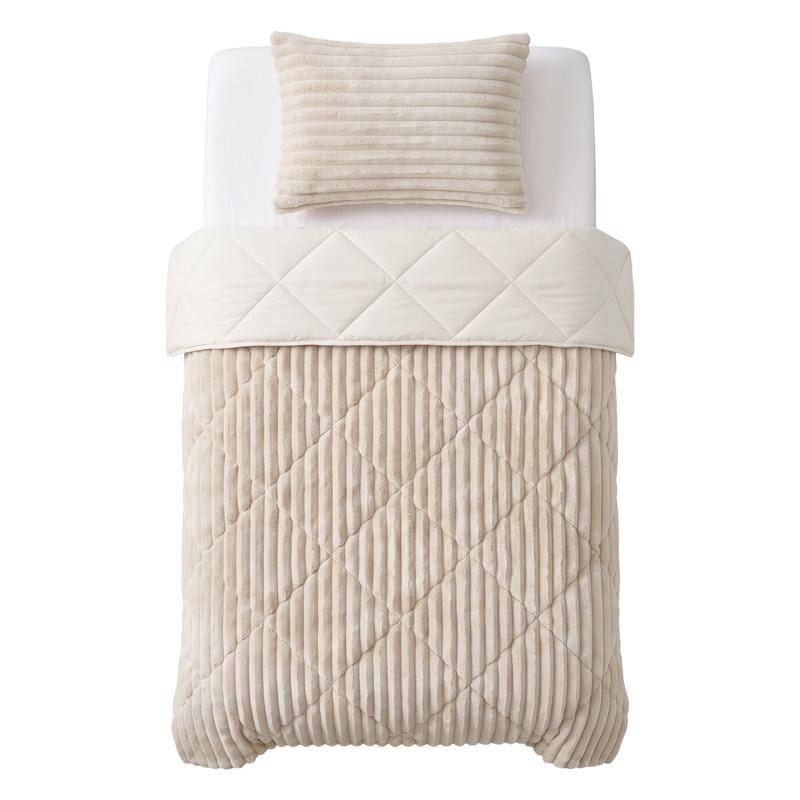 Lazy all-in-one dekbed ribstof - off white detail Action review De Beste Kopen
